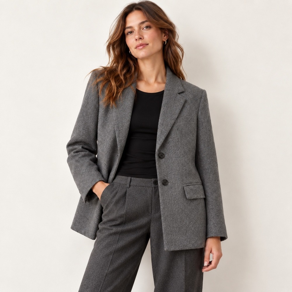 Madewell Bedford Oversized Blazer Womens 6 Grey Italian Wool Blend Jacket